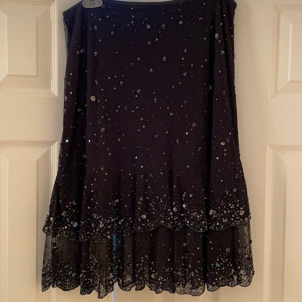 Niki Livas work of art sequined black skirt!
